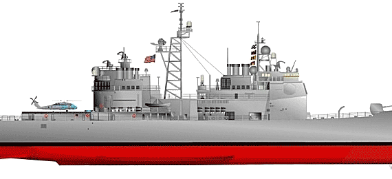 Крейсер USS CG-68 Anzio [Missile Cruiser) (2010) - чертежи, габариты, рисунки